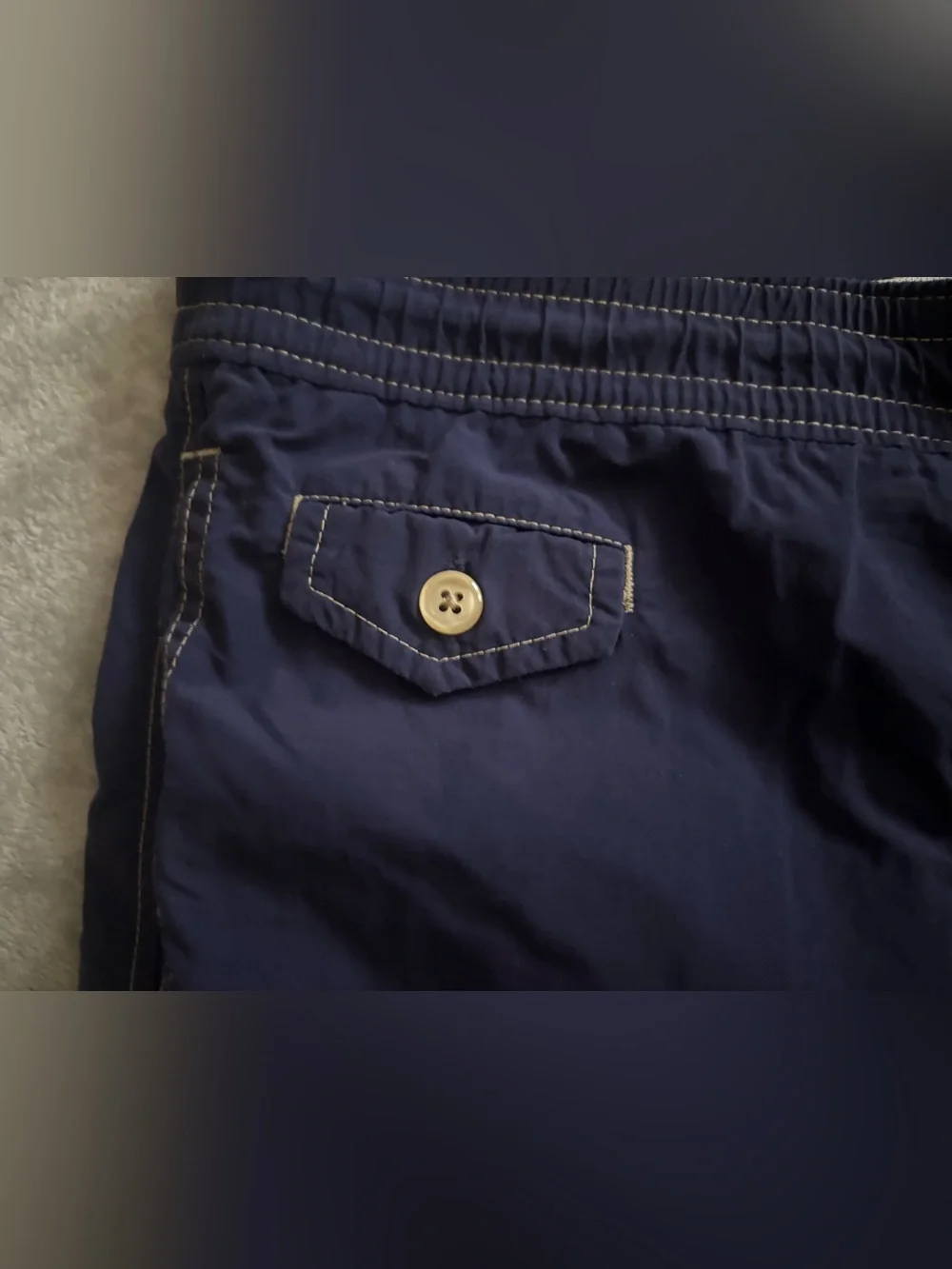 Polo Ralph Lauren Men's Solid Logo Swim Trunks M Navy Drawstring Elastic Waist